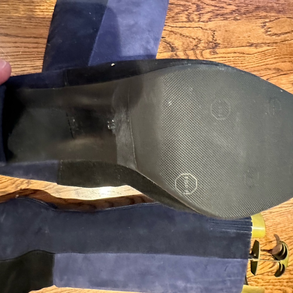 Aquatalia Marvin K. 'Quiz' Suede Navy Color-Block Tall Boot In size 10 - Picture 5 of 11